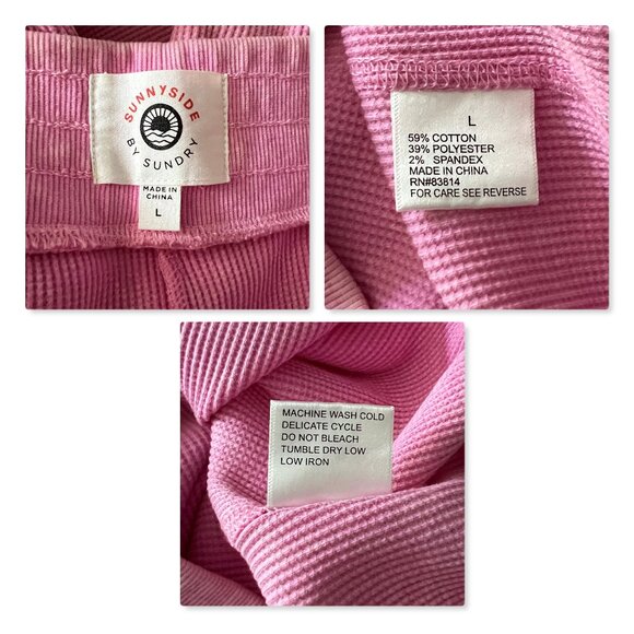 Sunnyside by Sundry Waffle Wide Leg Pants Sz L NWOT - Picture 10 of 11